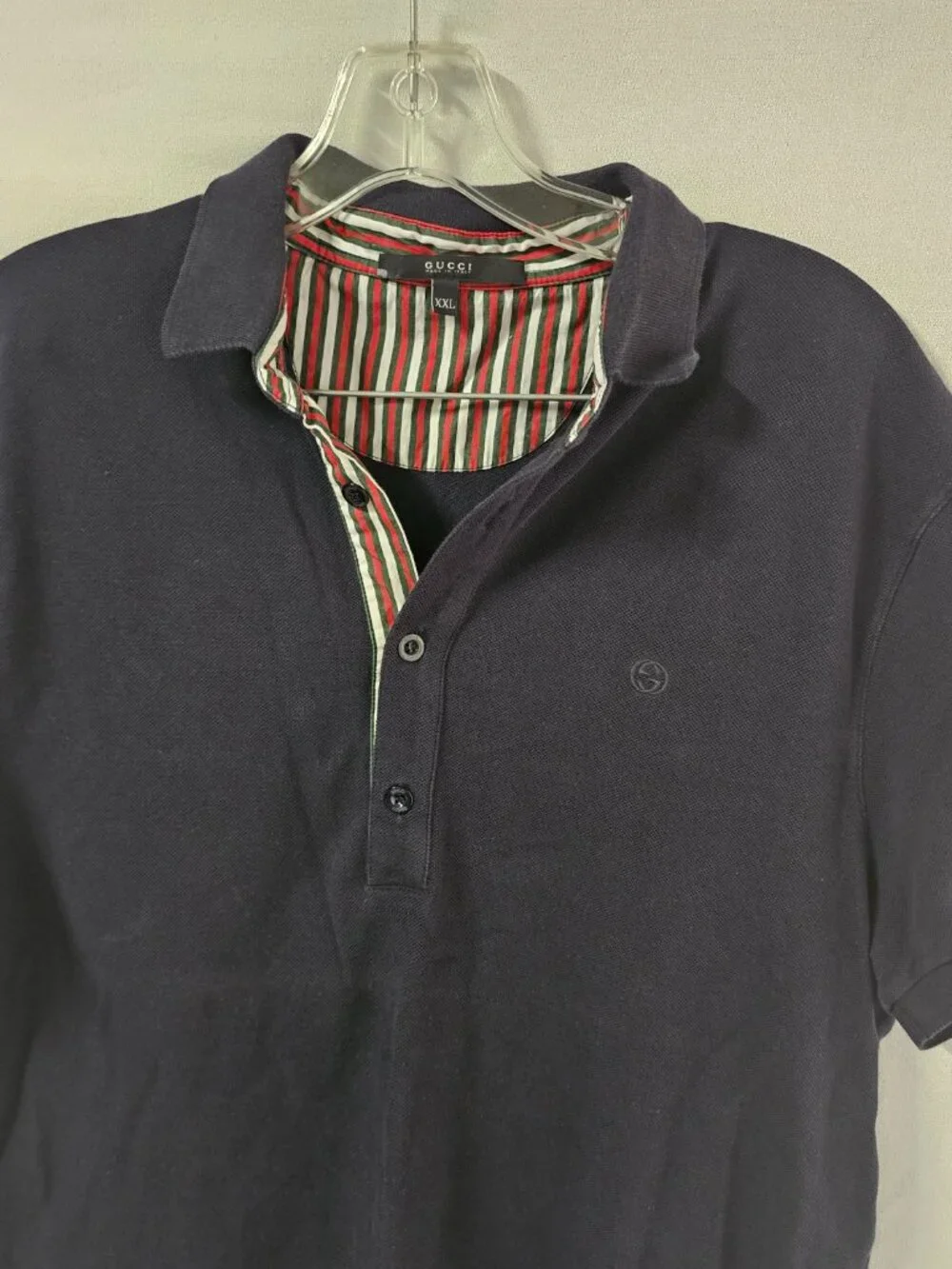 Gucci Navy Blue Polo Shirt Men Size XXL Short/Sleeve
